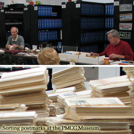 Sorting postmarks at the National Postmark Museum